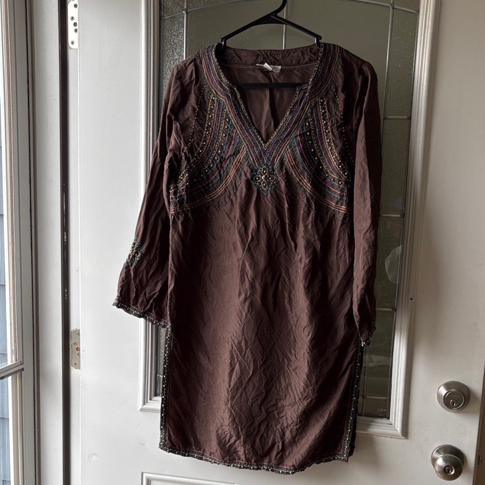 Coldwater Creek Purple Tunic with Embroidery